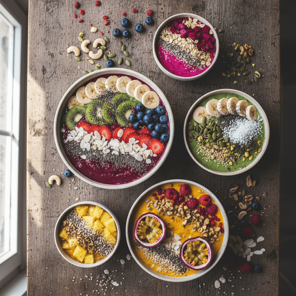 Assorted smoothie bowls